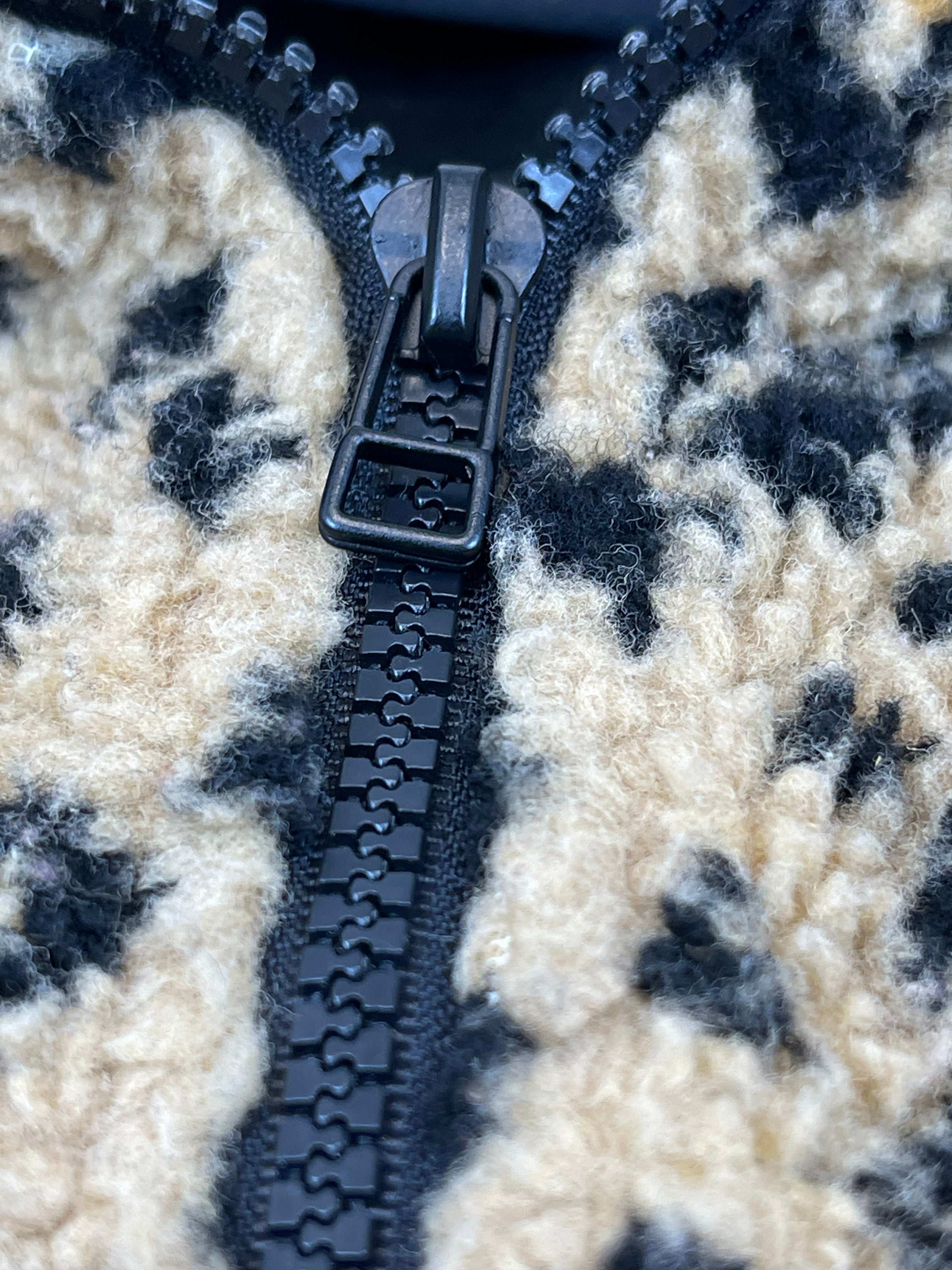 Bluza z kapturem Polar w panterkę boxy oversized 1/4 zip Sherpa