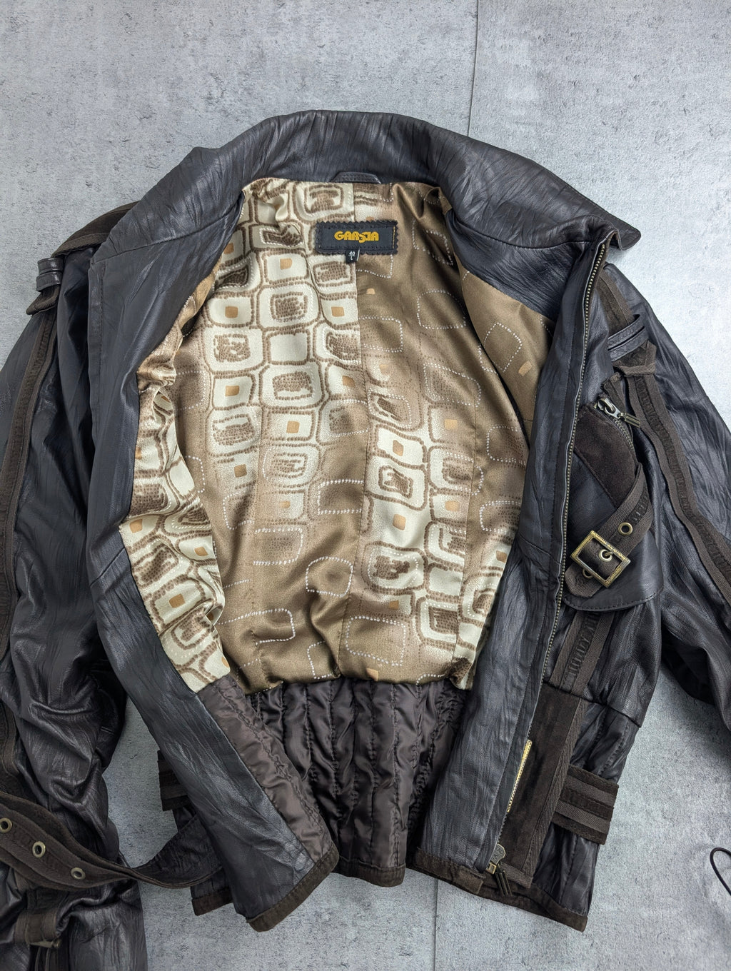 Lamb Leather Jacket Kurtka Skórzana z Jagnięcej Skóry z Zamszowymi Pasami i Satynową Podszewką Vintage 90s