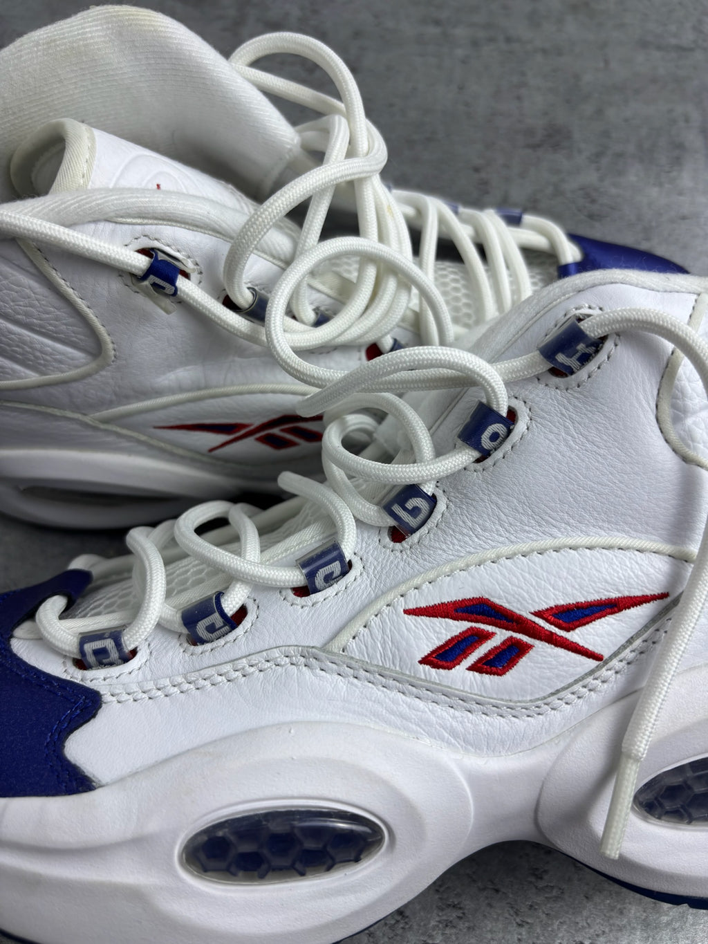 REEBOK QUESTION MID BLUE TOE SNEAKERS ALLEN IVERSON