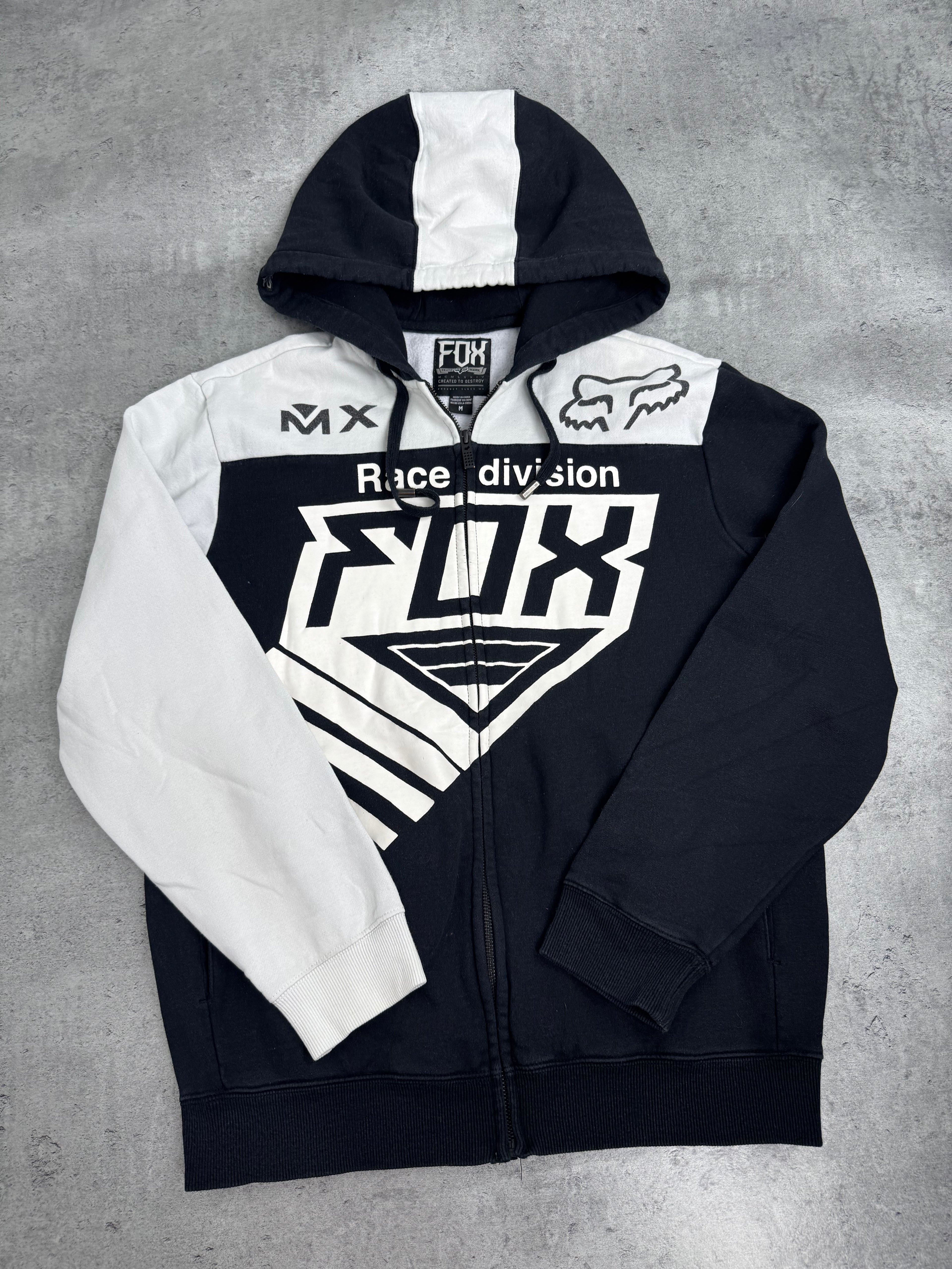 Fox Racing Bluza Wyścigowa y2k Rozpinana z Kapturem 2000s Vintage