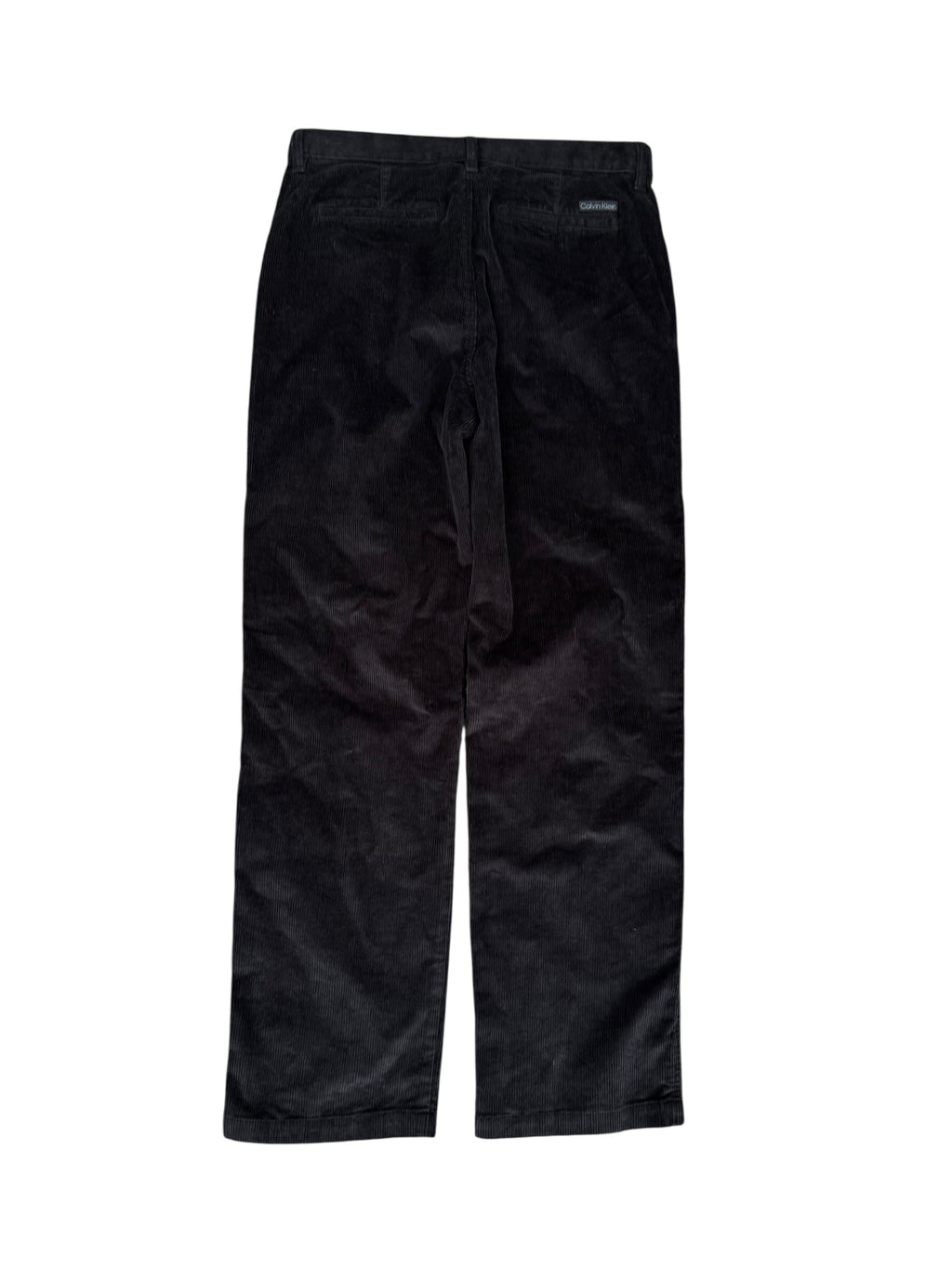 Calvin Klein 90s Straight Spodnie Sztruksowe Czarne Proste Szerokie Eleganckie