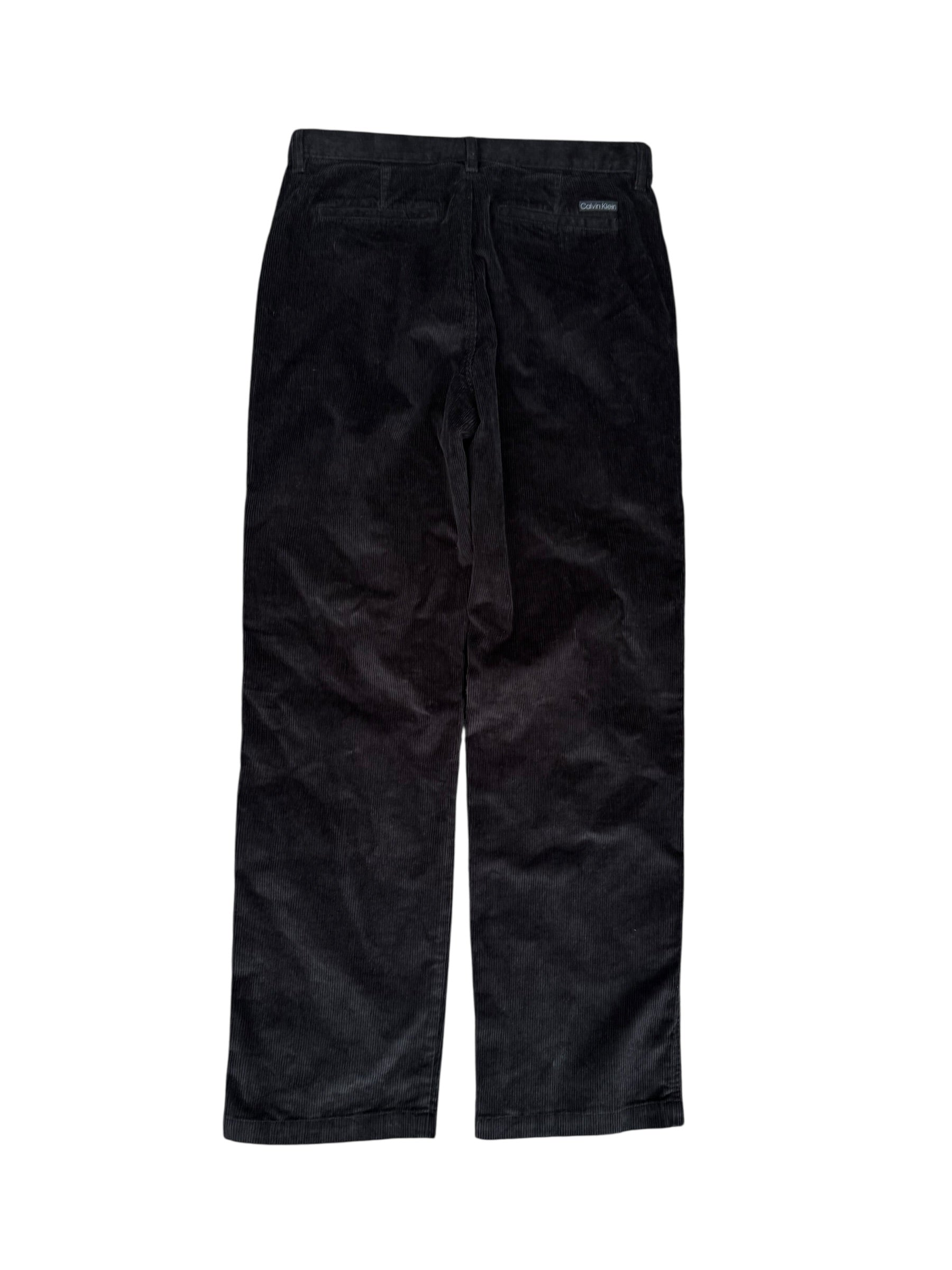 Calvin Klein 90s Straight Spodnie Sztruksowe Czarne Proste Szerokie Eleganckie