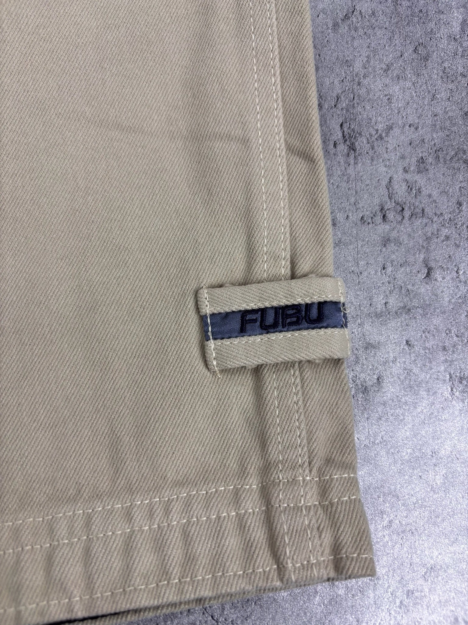 FUBU Y2K Carpenter Pants Jeans Beige Baggy Spodnie Skater 00s Workwear