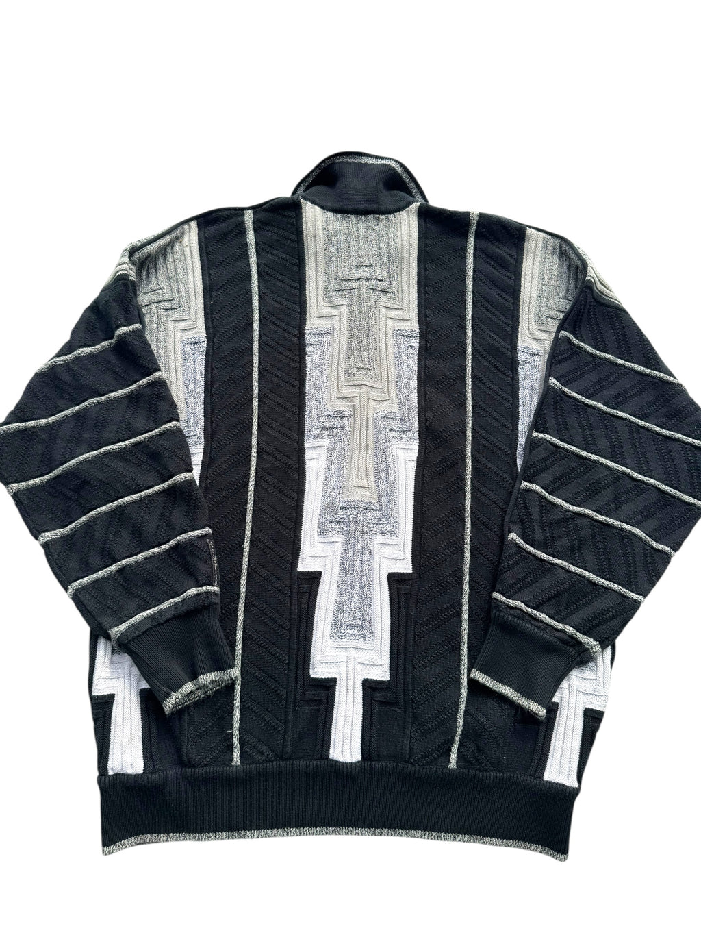 90s Carlo Colucci 1/4 Quarter Zip Pullover Bluza Sweter Rozpinany 3D cable knit