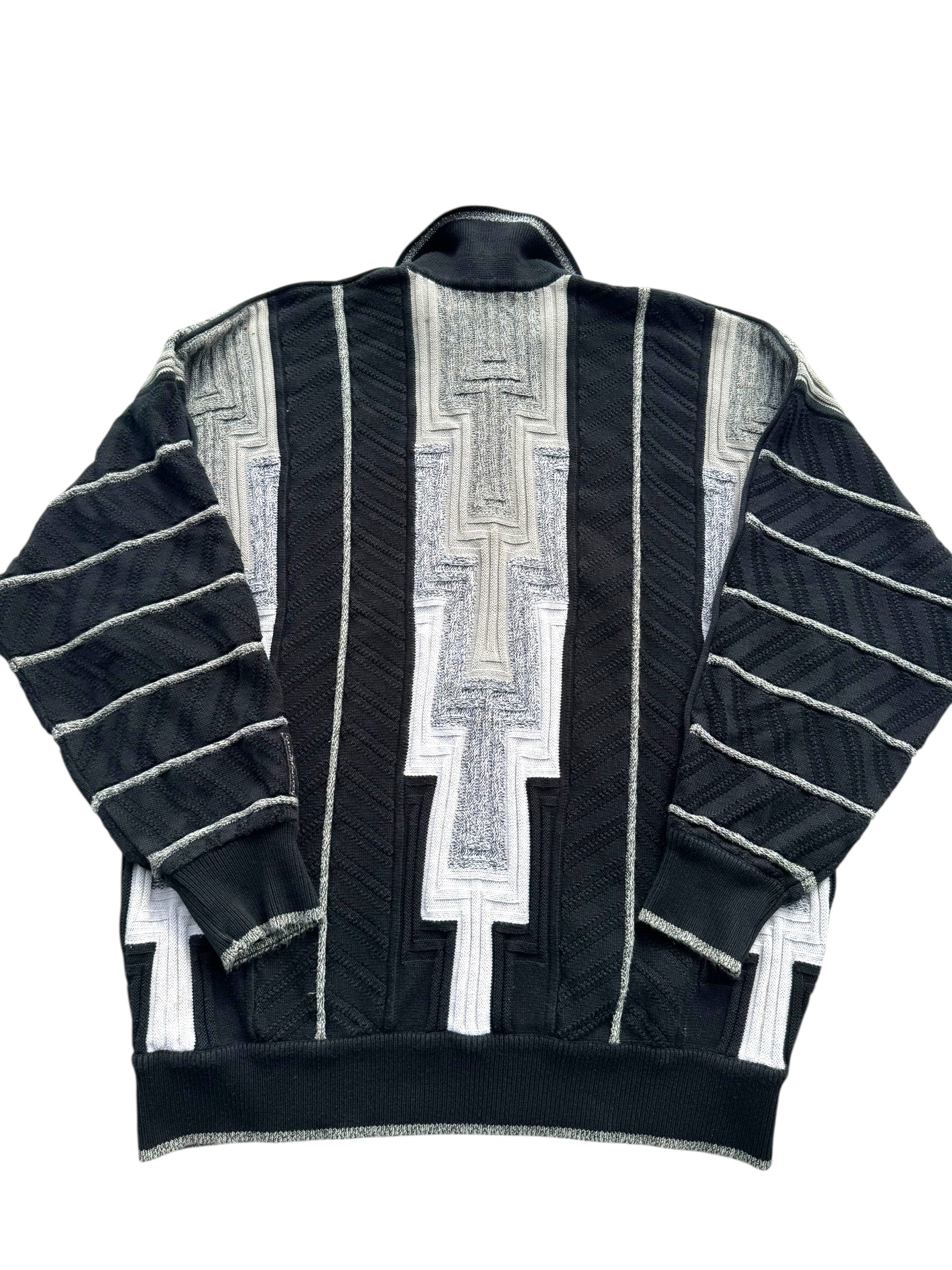90s Carlo Colucci 1/4 Quarter Zip Pullover Bluza Sweter Rozpinany 3D cable knit