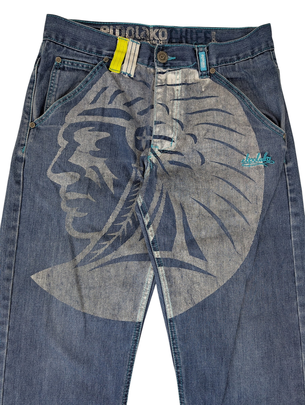 ElPolako El Polako Y2K proste baggy męskie spodnie jeansowe jeansy hiphop skater rap