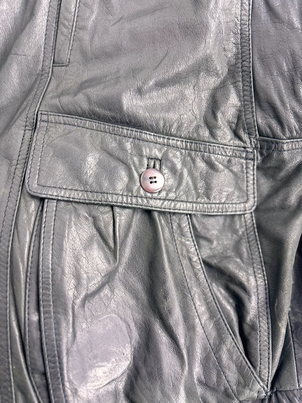 90s Leather Bomber Jacket Flight Skórzana Kurtka Naturalna Rozpinana