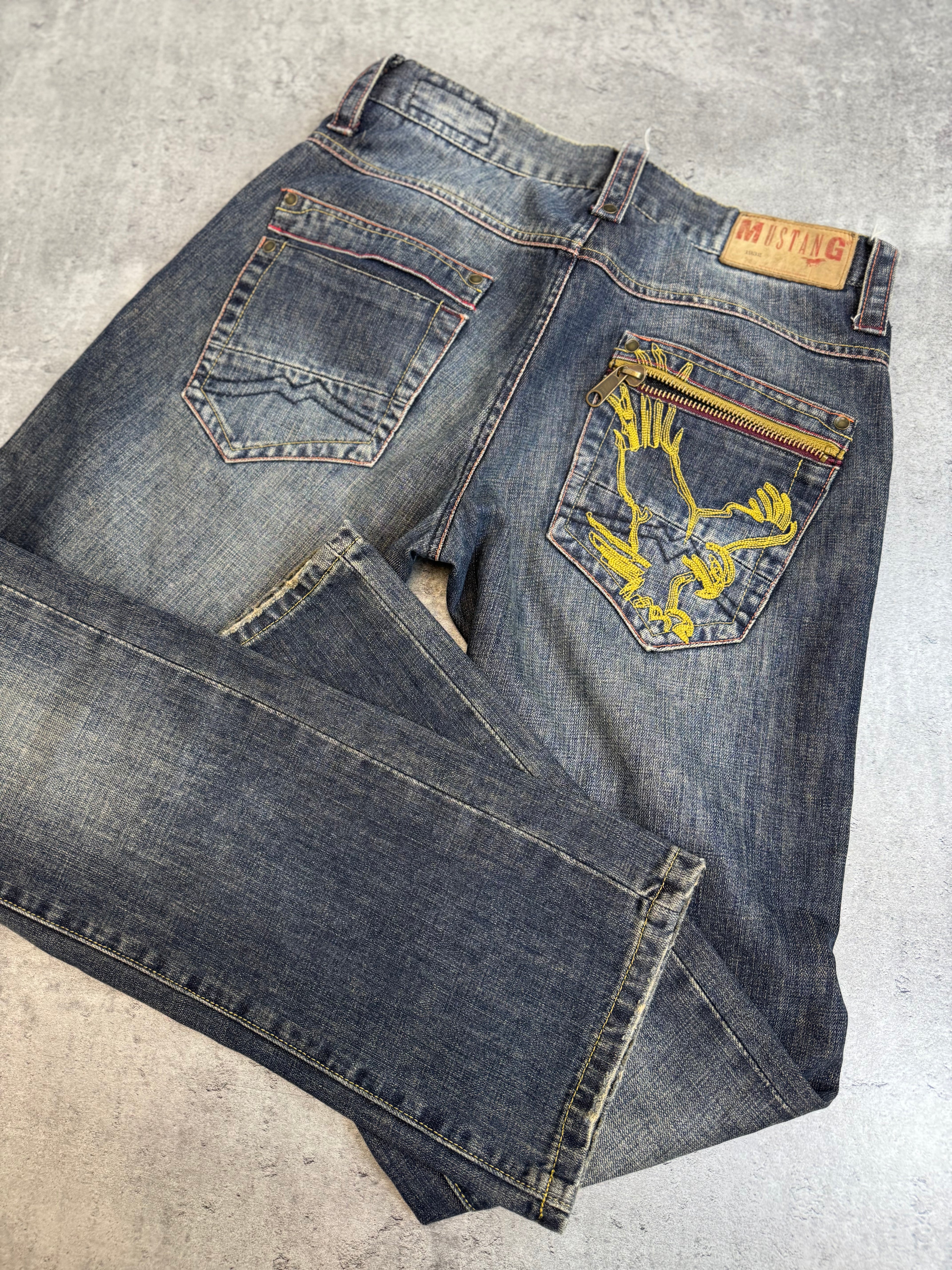 Mustang Archieve Eagle Embroidery Y2K straight fit jeans spodnie jeansowe