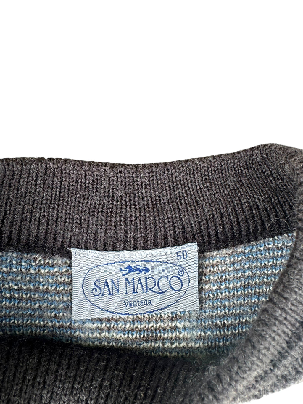 San Marco Vintage AOP Sweter Jumper Wełniany Pullover 90s we wzory geometryczne