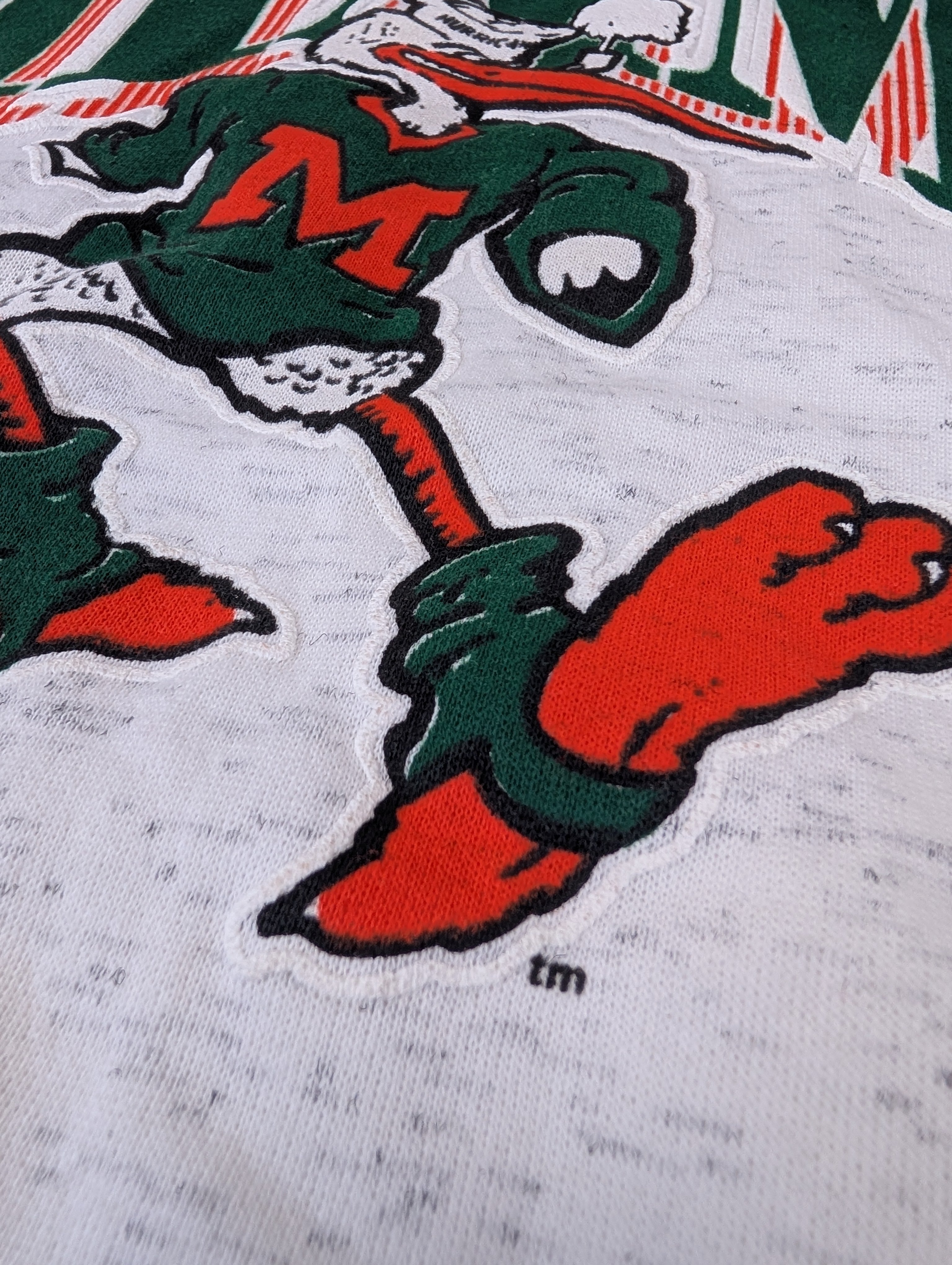 University of Miami Hurricanes 90s Made in USA Vintage Bluza Bez Kaptura