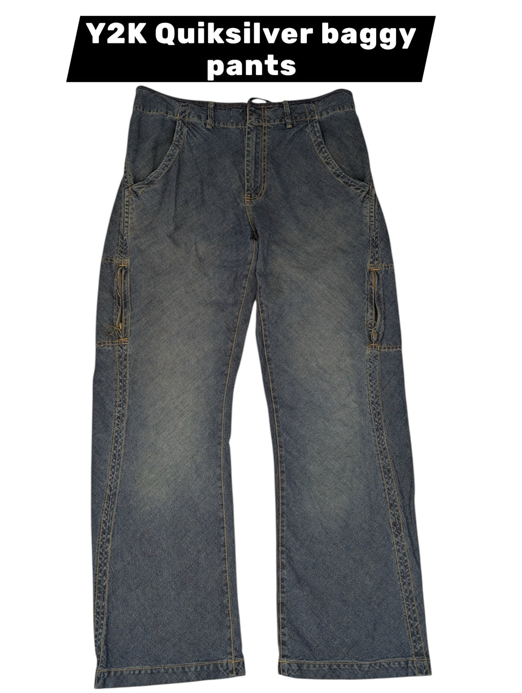 Quiksilver 90s 2000s Vintage Baggy Ciemne Jeansy spodnie jeansowe