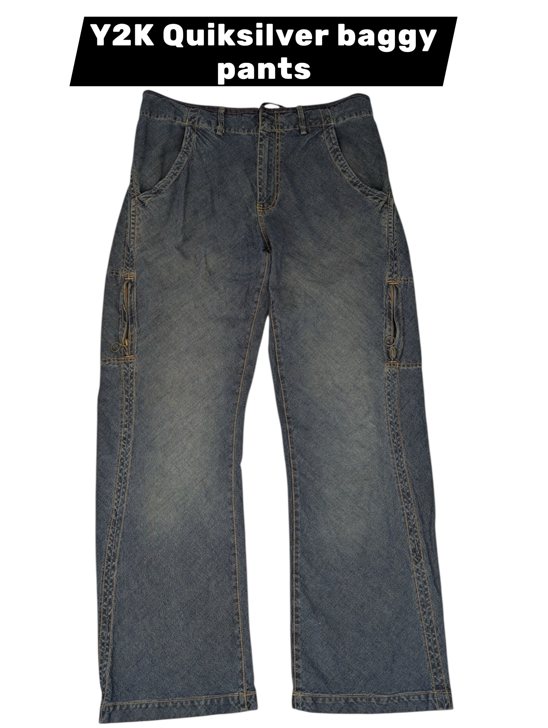 Quiksilver 90s 2000s Vintage Baggy Ciemne Jeansy spodnie jeansowe