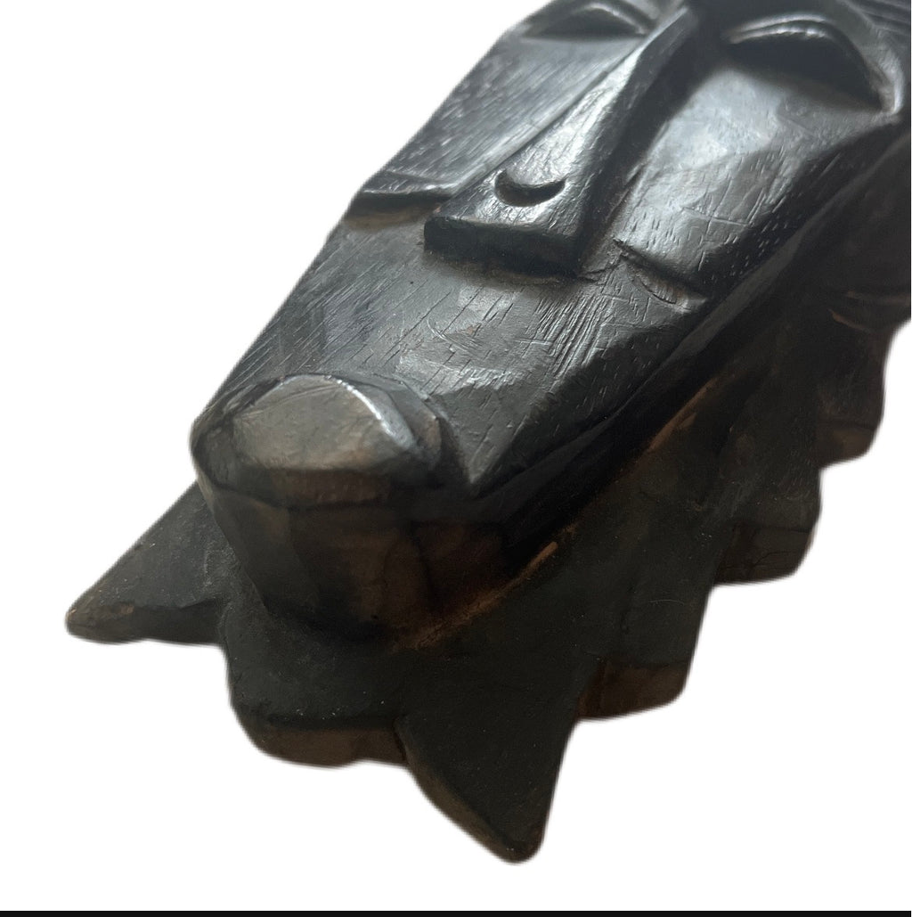 Drewniana afrykańska maska plemienna ręcznie rzeźbiona African Tribal Mask Hand Carved Wood Vintage