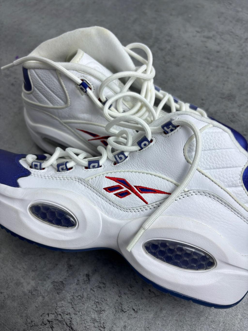 REEBOK QUESTION MID BLUE TOE SNEAKERS ALLEN IVERSON