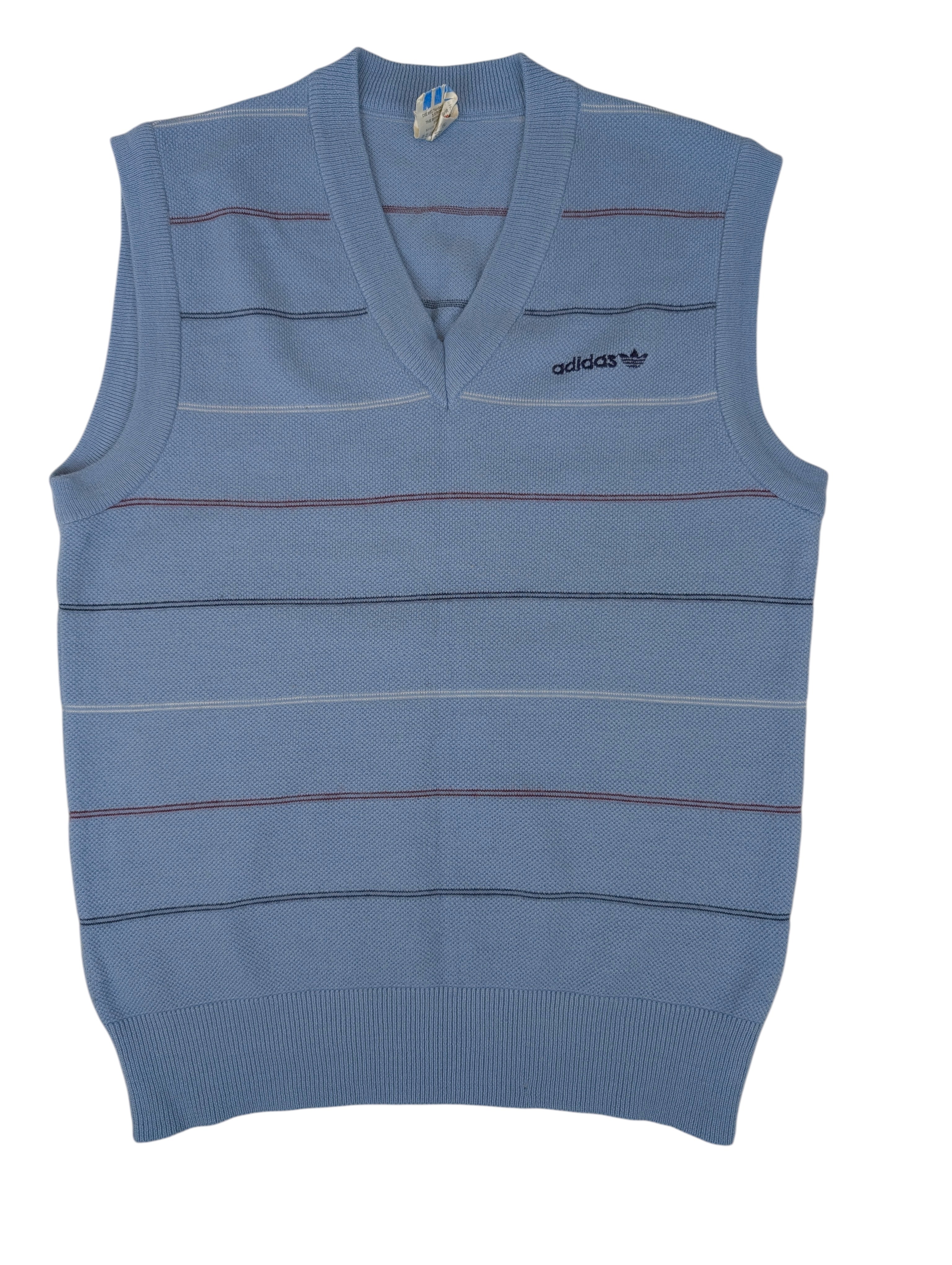 80s Sweter Adidas Originals Kamizelka Trefoil logo vest w paski vintage