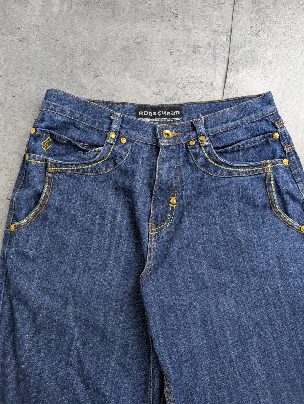 Rocawear Skull Embroidery Baggy Jeans Spodnie Jeansowe Y2K Vintage 2000s