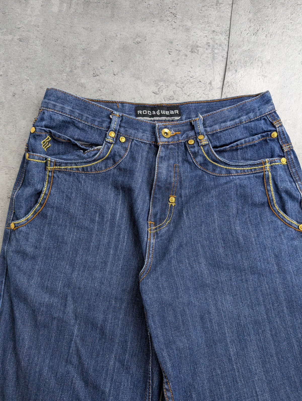 Rocawear Skull Embroidery Baggy Jeans Spodnie Jeansowe Y2K Vintage 2000s