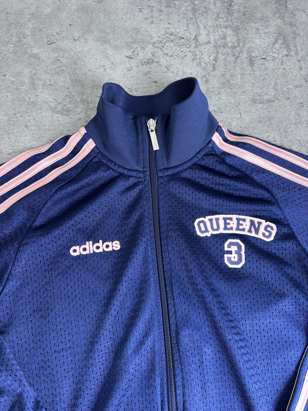 2004 Adidas Queens Vintage Tracksuit Jacket Jersey Mesh