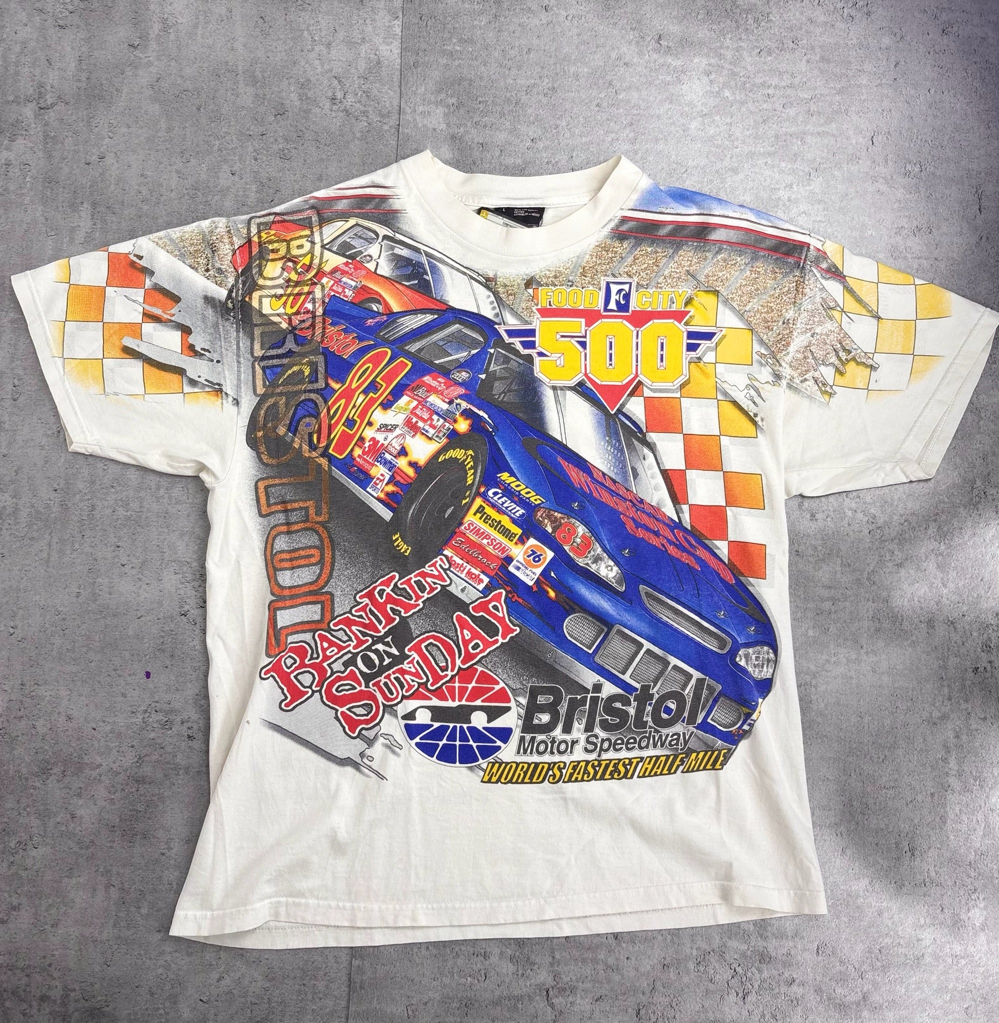 2000 Bristol Motor Speedway Chase Authentics AOP Vintage Tee Shirt Nascar Cup Series Racing