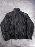 90s Leather Bomber Jacket Flight Skórzana Kurtka Naturalna Rozpinana