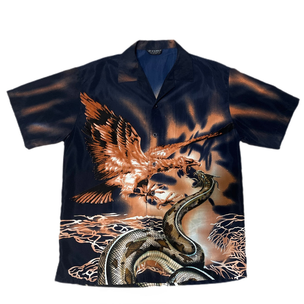 Y2K Shirt Button Up Dragon Snake Fenix Japan Style fullprint koszula ze smokiem i wężem Fuhua