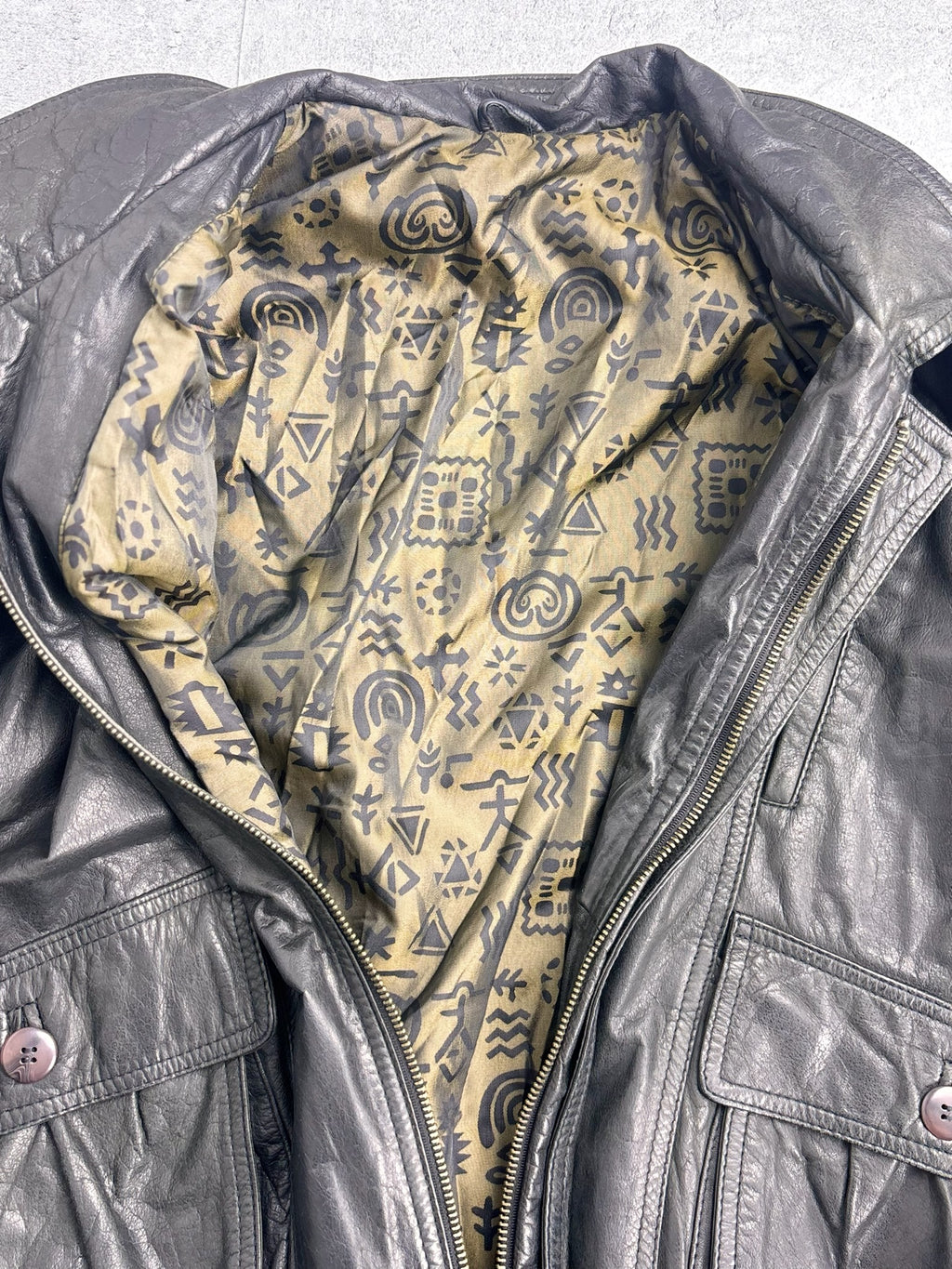 90s Leather Bomber Jacket Flight Skórzana Kurtka Naturalna Rozpinana