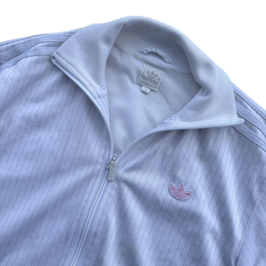 Adidas 2008 White Stripped Tracksuit Jacket bluza dresowa vintage y2k rozpinana