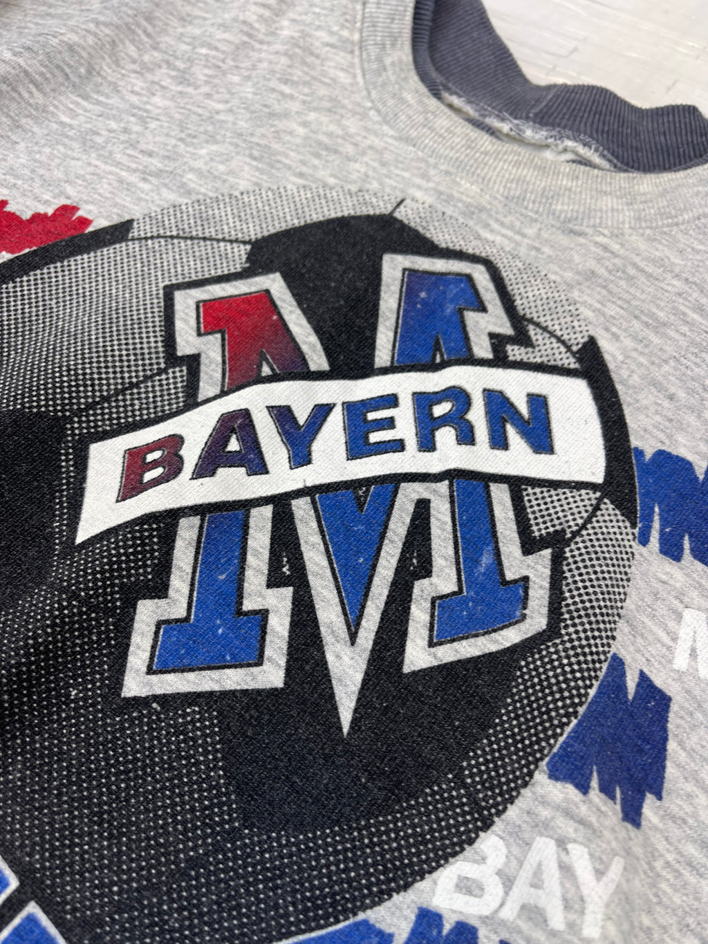 Bayern Munchen Monachium 90s Vintage Bluza piłkarska Bundesliga z nadrukiem