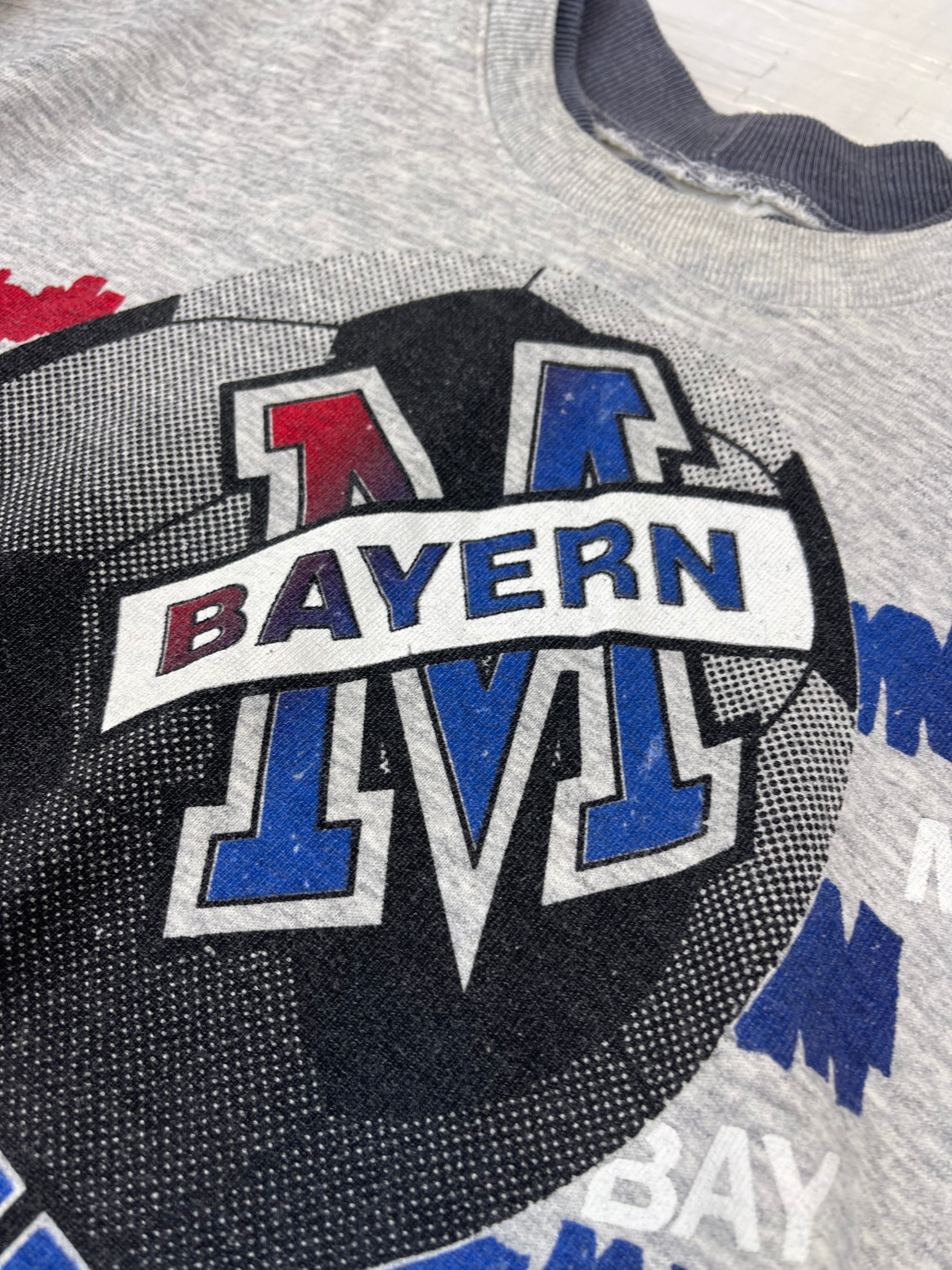 Bayern Munchen Monachium 90s Vintage Bluza piłkarska Bundesliga z nadrukiem