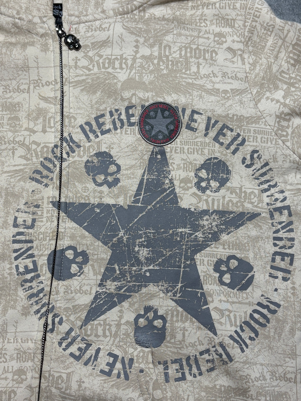 2000s Rock Rebel zip up hoodie bluza ropzinana metal affliction style skull