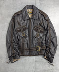 Lamb Leather Jacket Kurtka Skórzana z Jagnięcej Skóry z Zamszowymi Pasami i Satynową Podszewką Vintage 90s