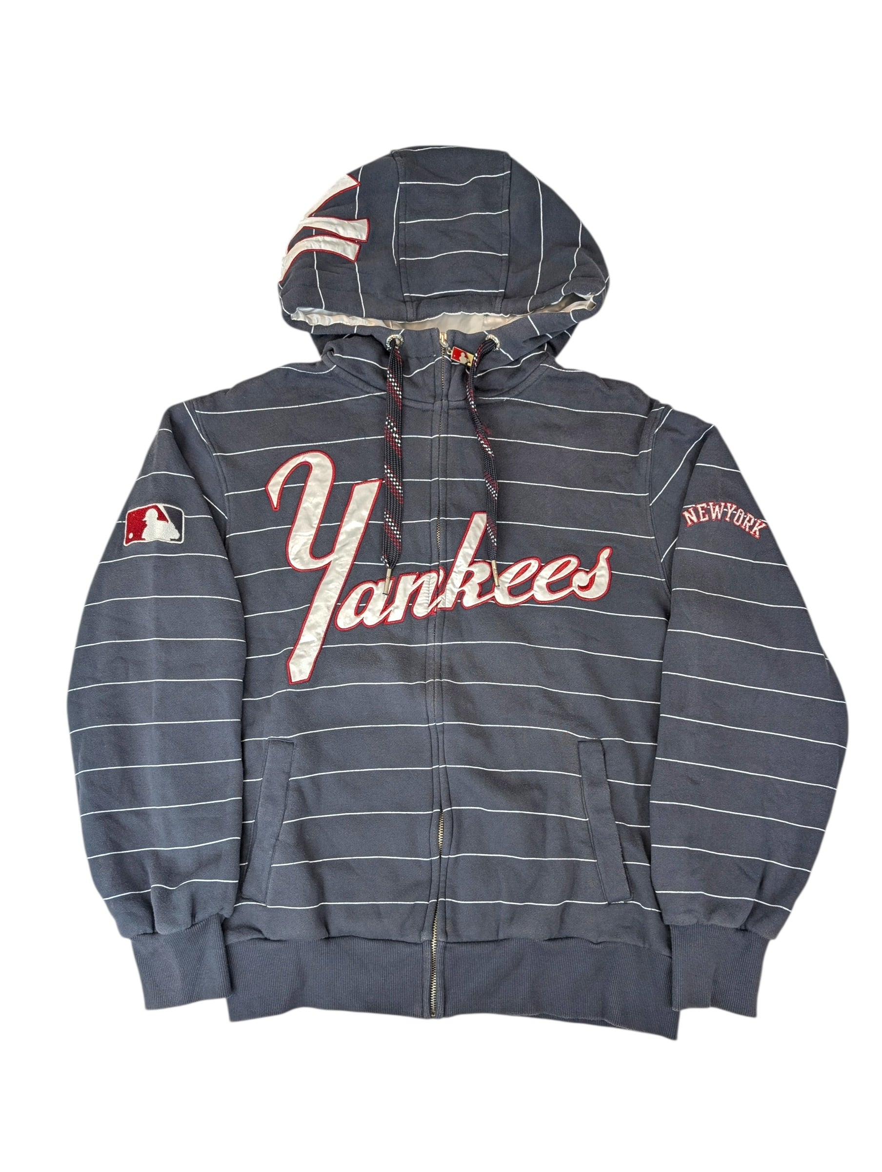 New York Yankees Y2K Zip Up hooded fleece 2000s mlb baseball