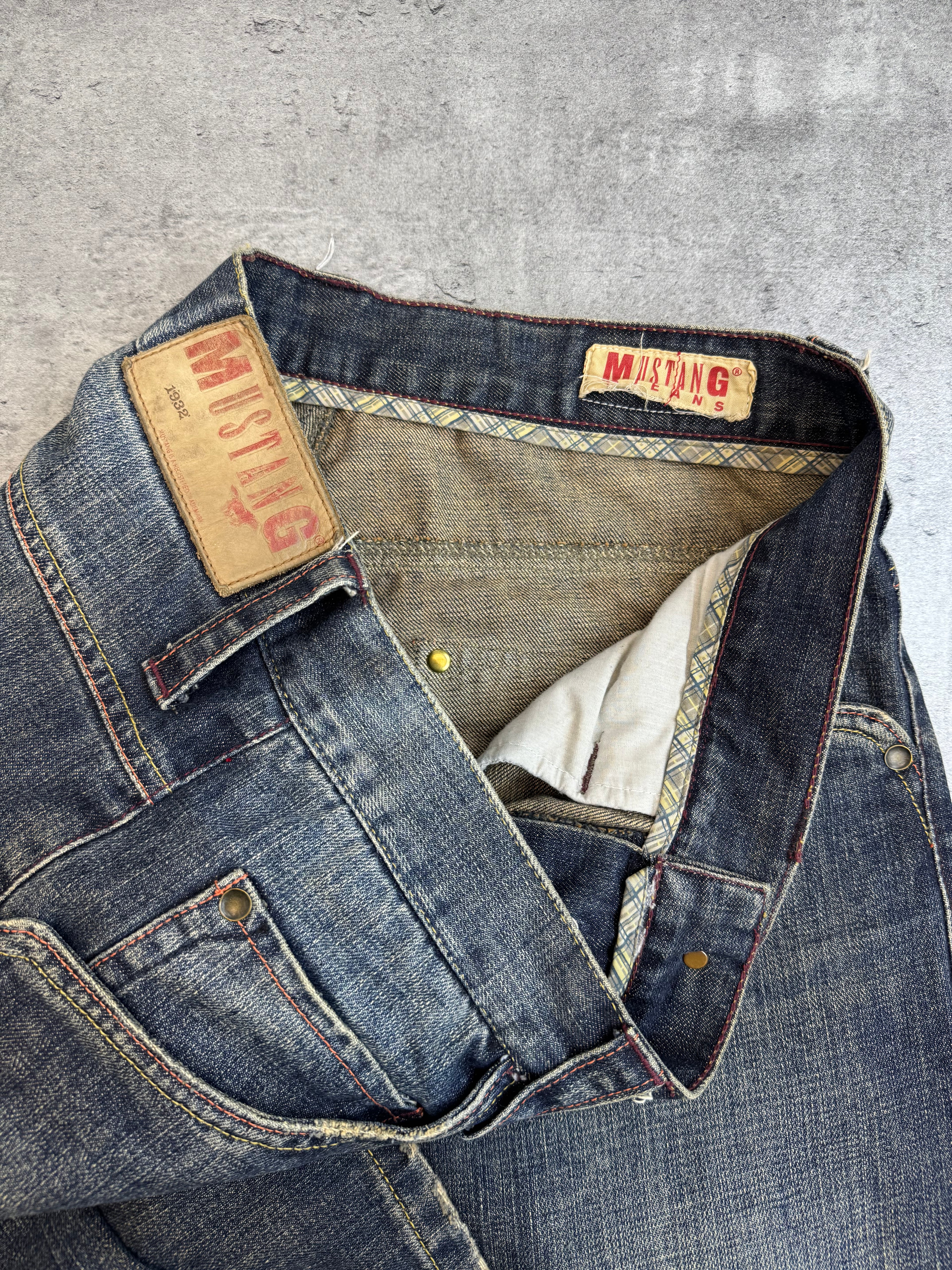Mustang Archieve Eagle Embroidery Y2K straight fit jeans spodnie jeansowe