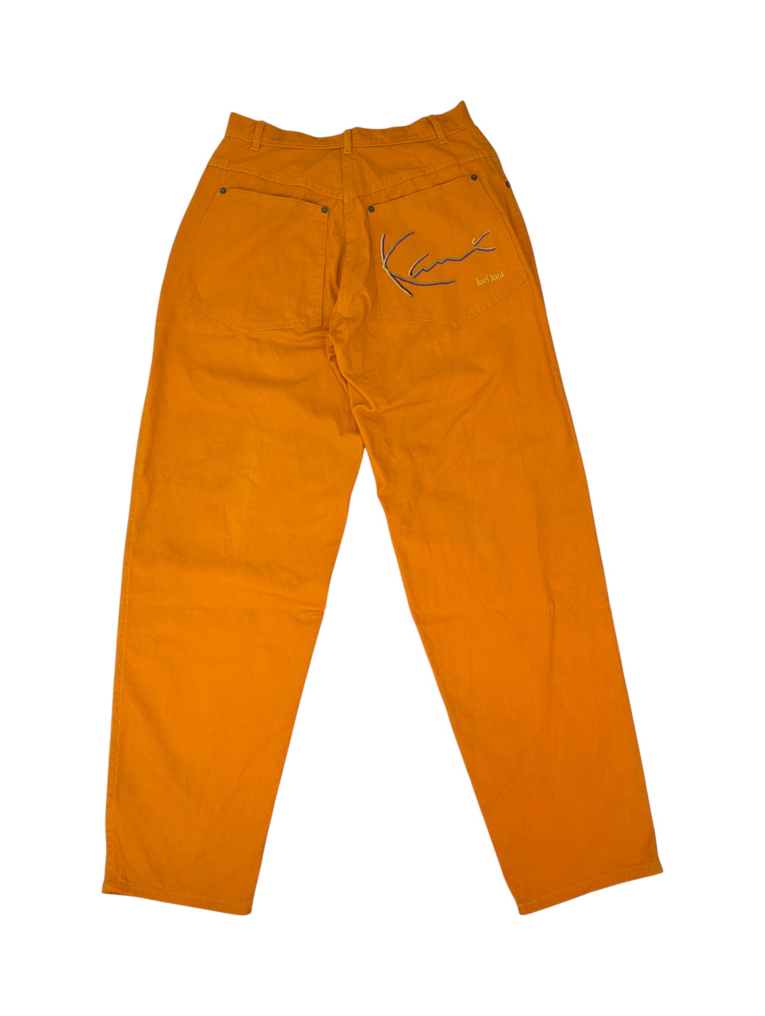 Karl Kani big logo 90s pomarańczowe spodnie jeansowe jeansy retro 00s y2k