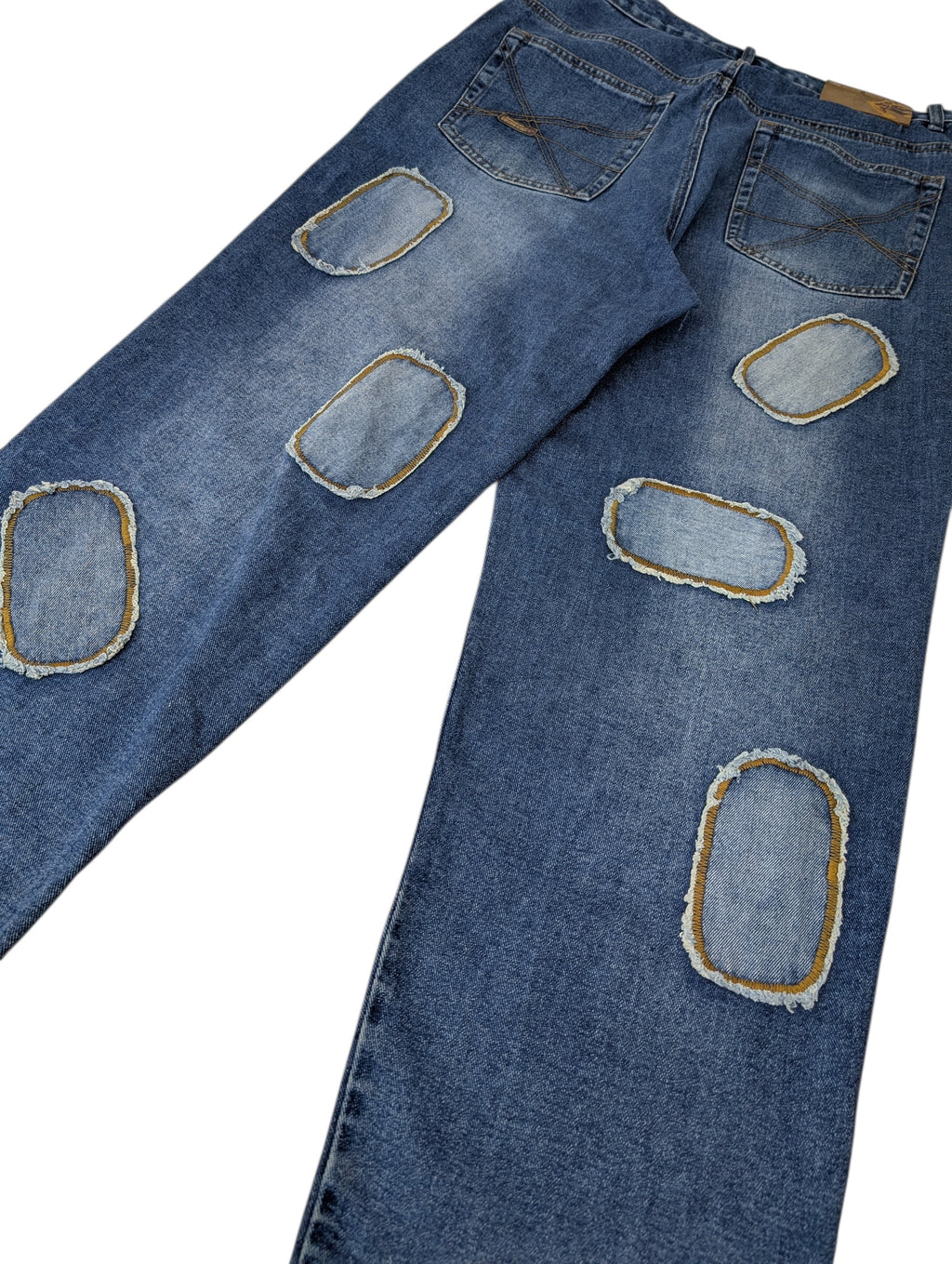 Akademiks y2k vintage baggy skater spodnie jeansy jeansowe patchwork
