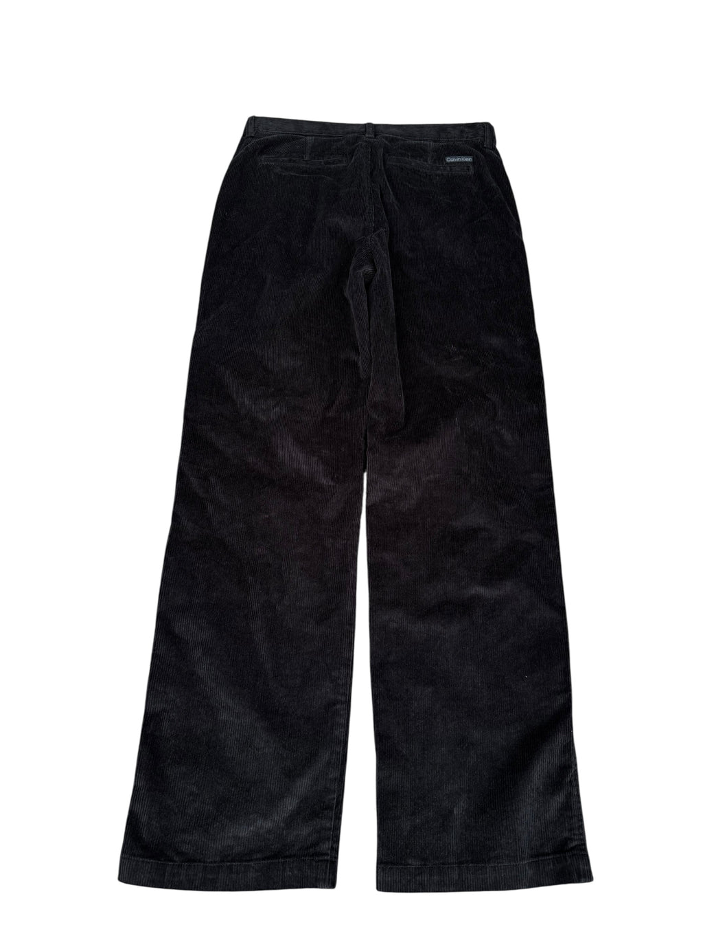 Calvin Klein 90s Straight Spodnie Sztruksowe Czarne Proste Szerokie Eleganckie