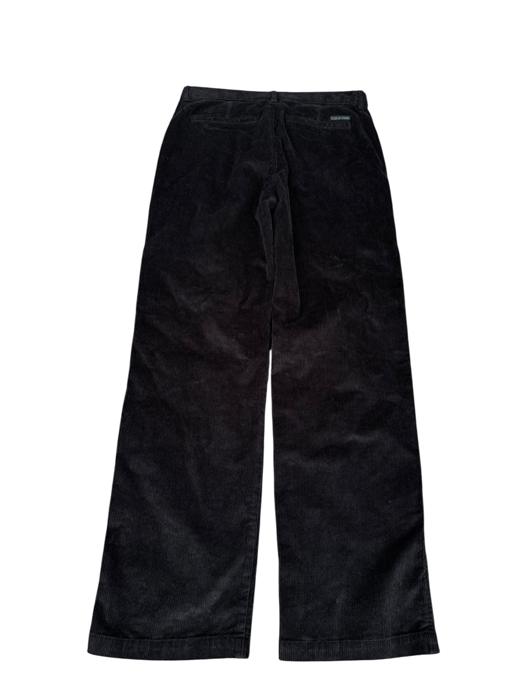 Calvin Klein 90s Straight Spodnie Sztruksowe Czarne Proste Szerokie Eleganckie