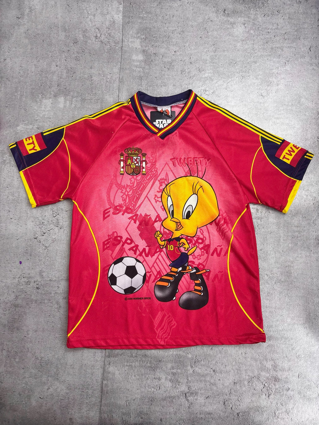1999 Looney Tunes Tweety x Spain National Team Soccer AOP 90s Vintage Jersey