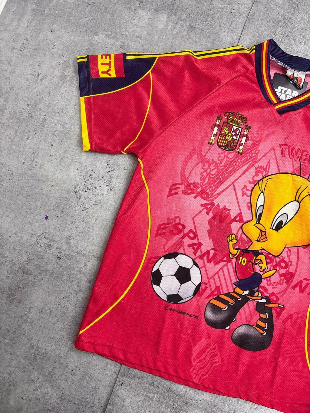 1999 Looney Tunes Tweety x Spain National Team Soccer AOP 90s Vintage Jersey