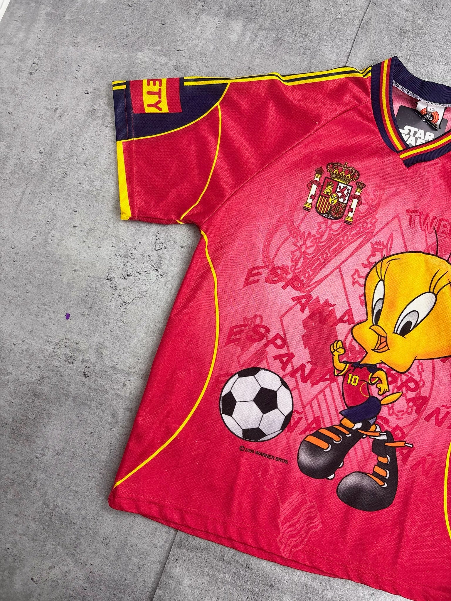 1999 Looney Tunes Tweety x Spain National Team Soccer AOP 90s Vintage Jersey