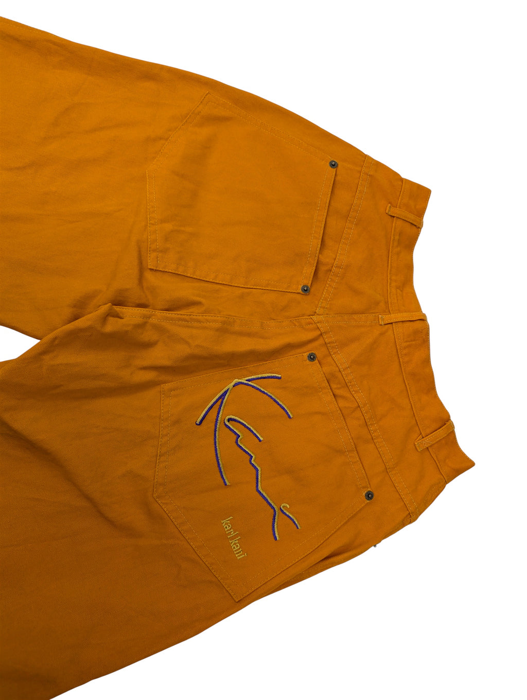 Karl Kani big logo 90s pomarańczowe spodnie jeansowe jeansy retro 00s y2k