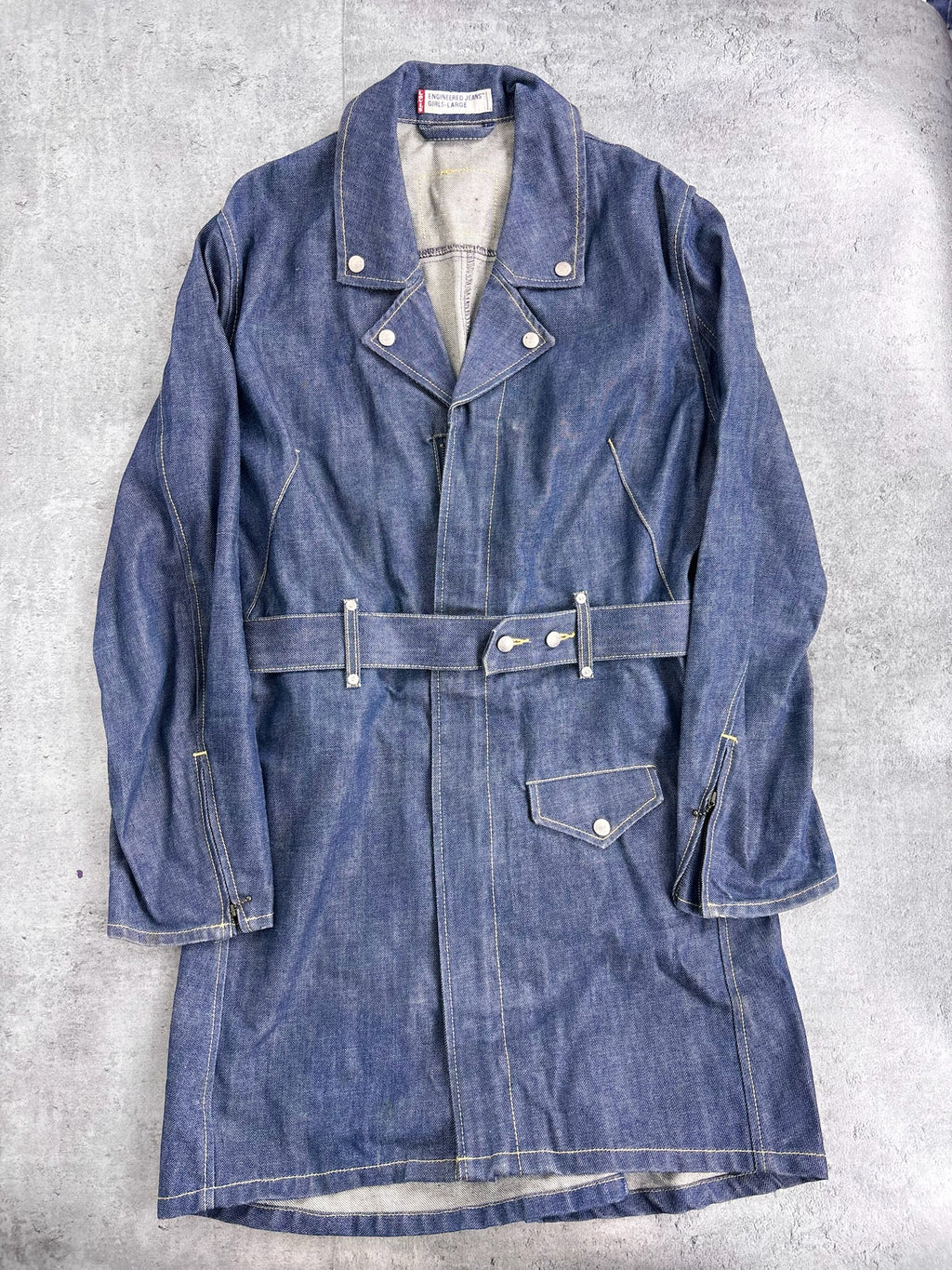 Ultra Rare Levi’s Engineered Denim Jean Trench Coach Płaszcz Jeansowy Vintage 2002 y2k