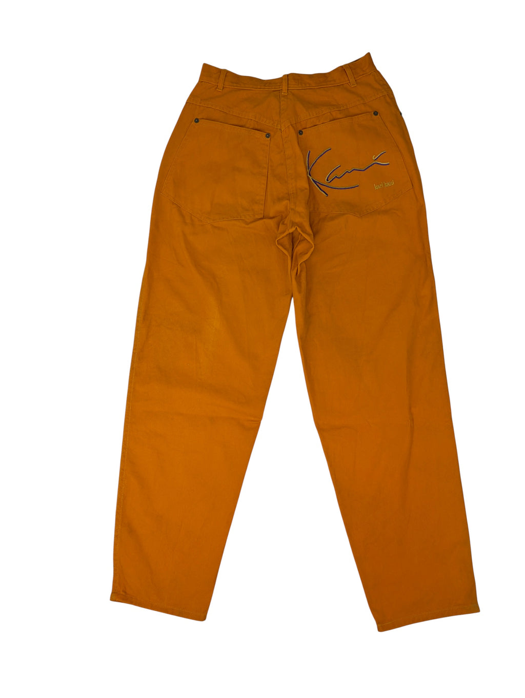 Karl Kani big logo 90s pomarańczowe spodnie jeansowe jeansy retro 00s y2k