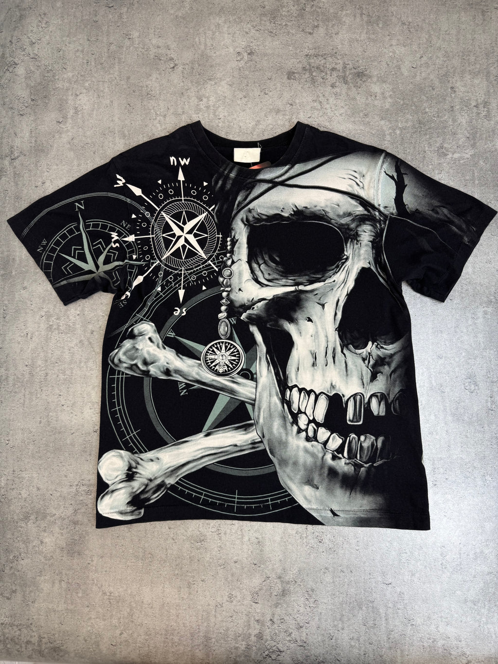 Single stiched vintage AOP koszulka skull grunge southpole czacha