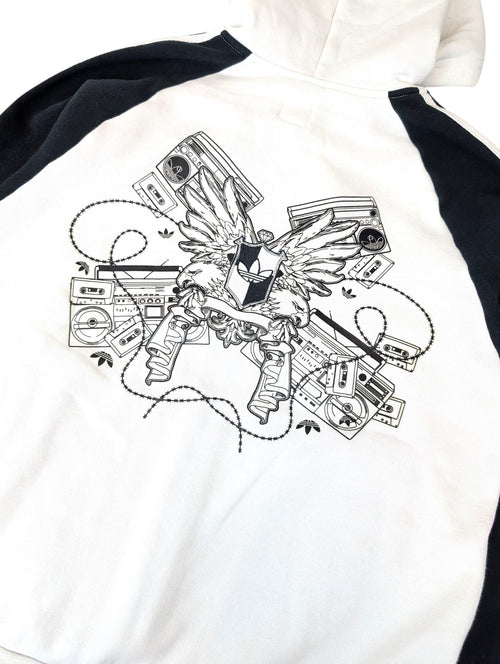 2005 Adidas Grafitti Y2K Rozpinana Bluza z Kaputrem Grafika retro oldschool skater