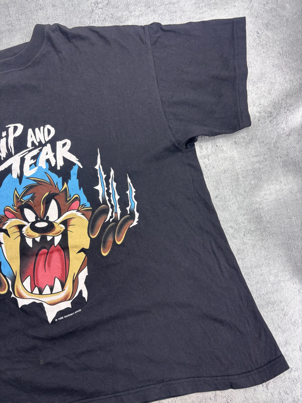 1998 Looney Tunes Taz Rip And Tear Graphic Tee Shirt Vintage 90s Warner Bros