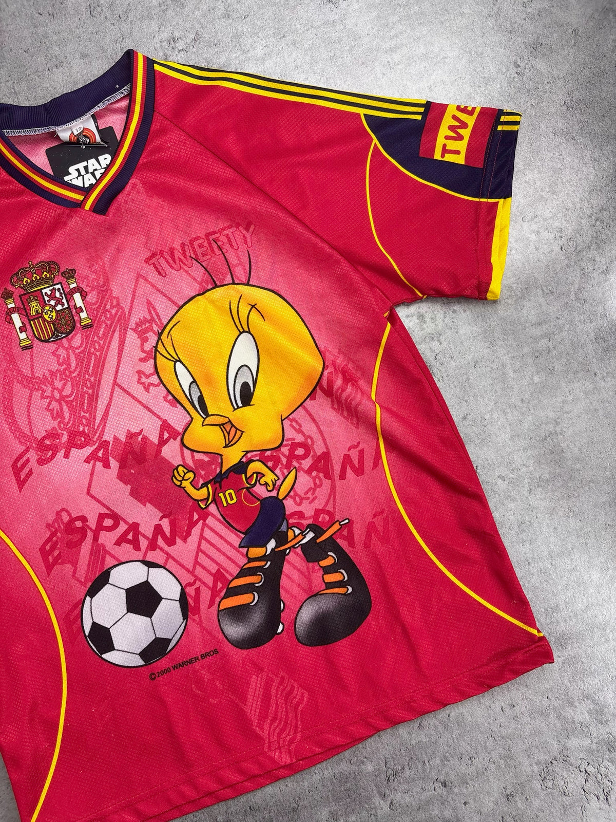 1999 Looney Tunes Tweety x Spain National Team Soccer AOP 90s Vintage Jersey