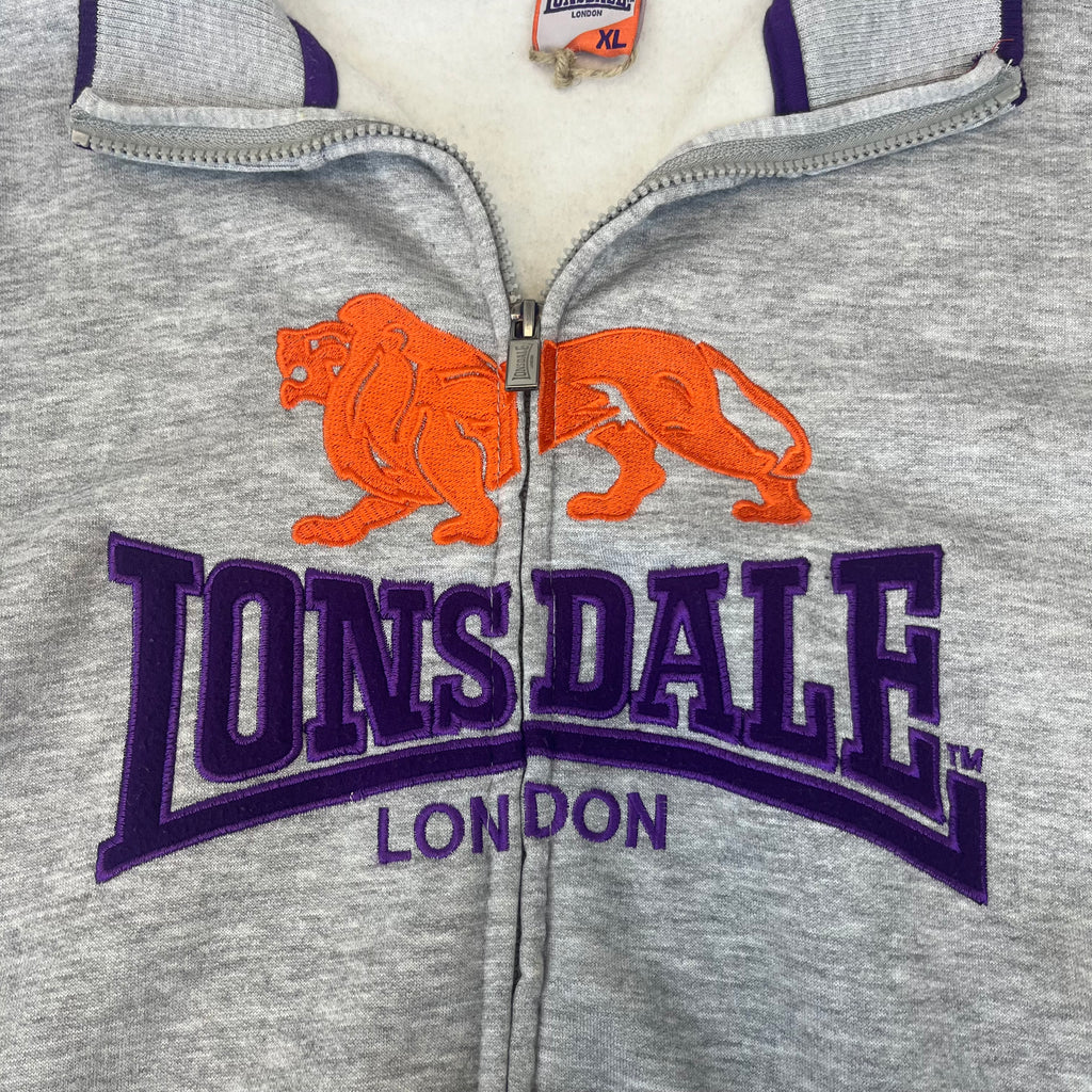 Grey Lonsdale London Zip Up Hoodie szarą rozpinaną sportowa bluza