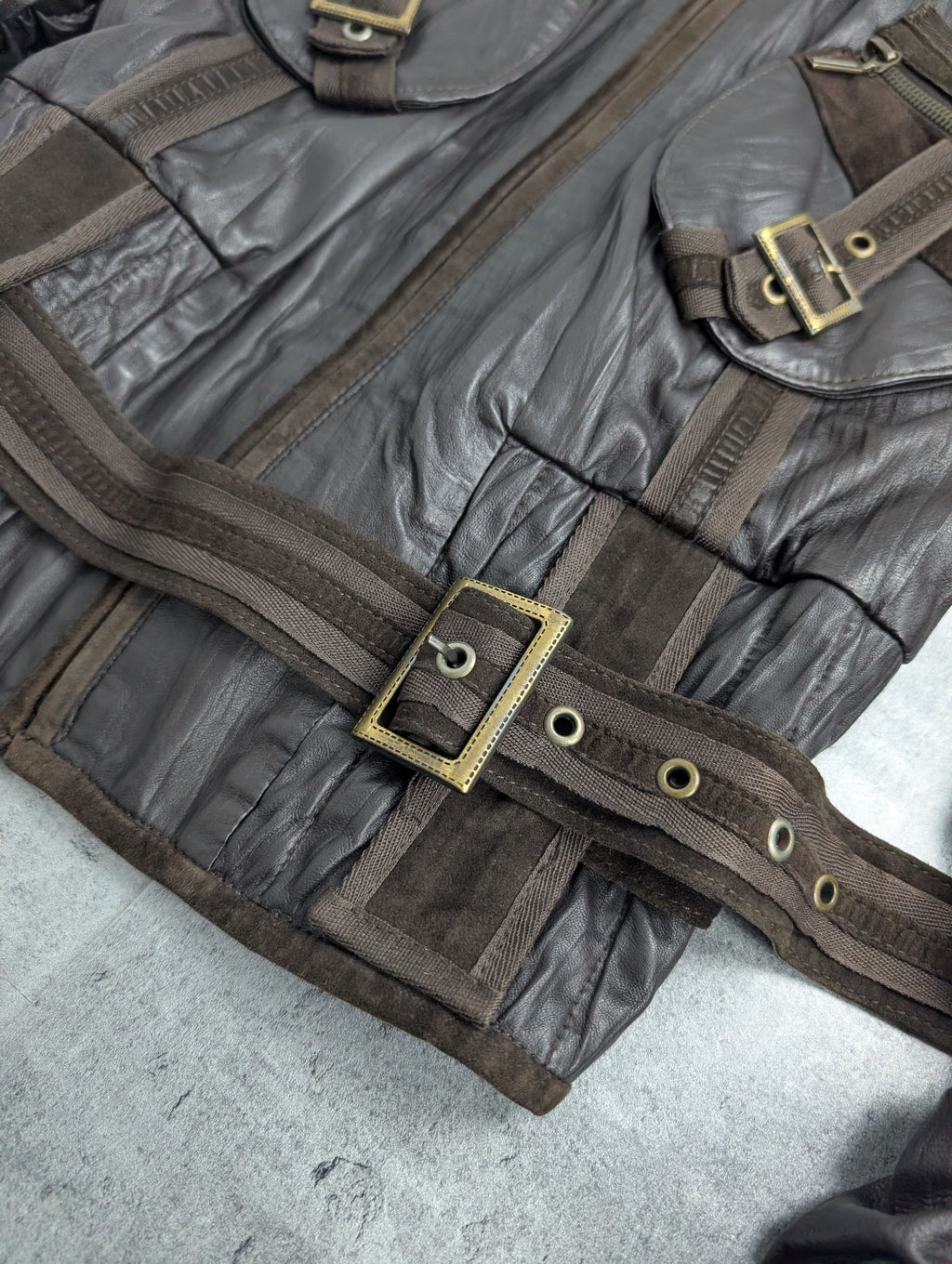 Lamb Leather Jacket Kurtka Skórzana z Jagnięcej Skóry z Zamszowymi Pasami i Satynową Podszewką Vintage 90s