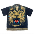 Y2K 2000s Tribal Aztec Lion Fullprint Button Up Shirt koszula wakacyjna Trailer Park Boys Ricky oldschool style Hawaii